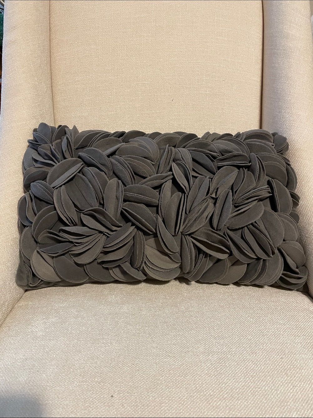 Decorative Gray Petal Accent Pillow Cover- Home Accents